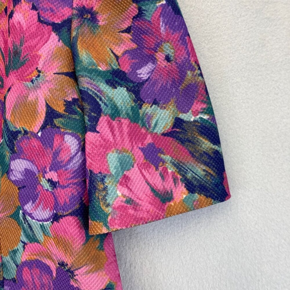 Pablo Collection Button Up Floral Blazer Jacket 8P Petite 8 Colorful 1/2 Sleeve - Picture 4 of 11